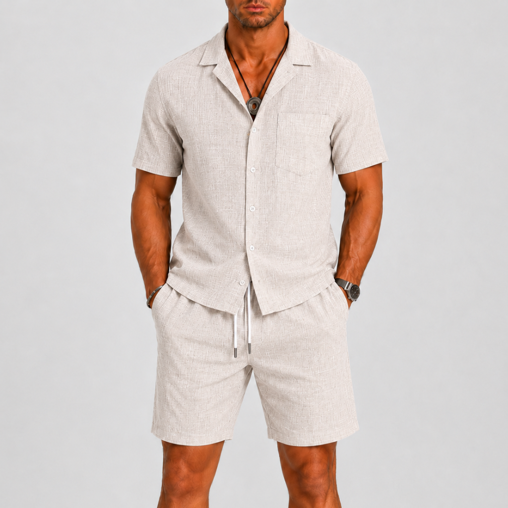 Completo estivo uomo con pantaloni corti – variante di colore | Bella di Roma