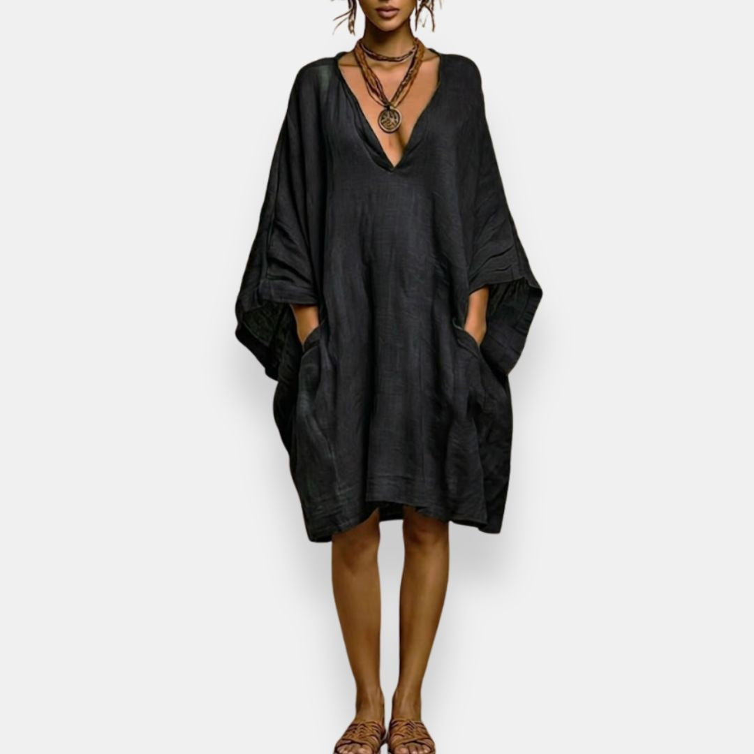 Cassienne abito oversize scollato – Nero