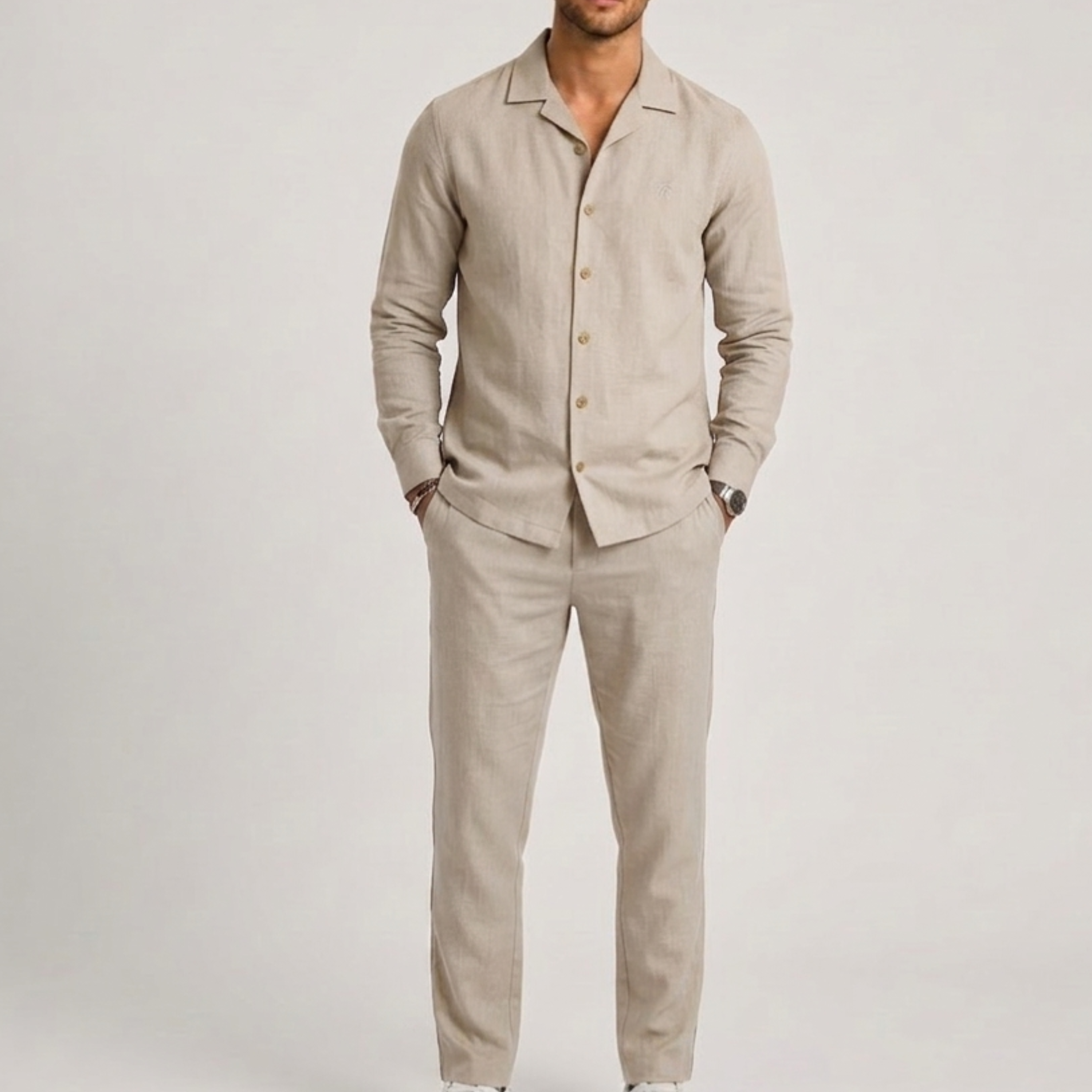 Set uomo in misto lino con maniche lunghe – look raffinato | Bella di Roma