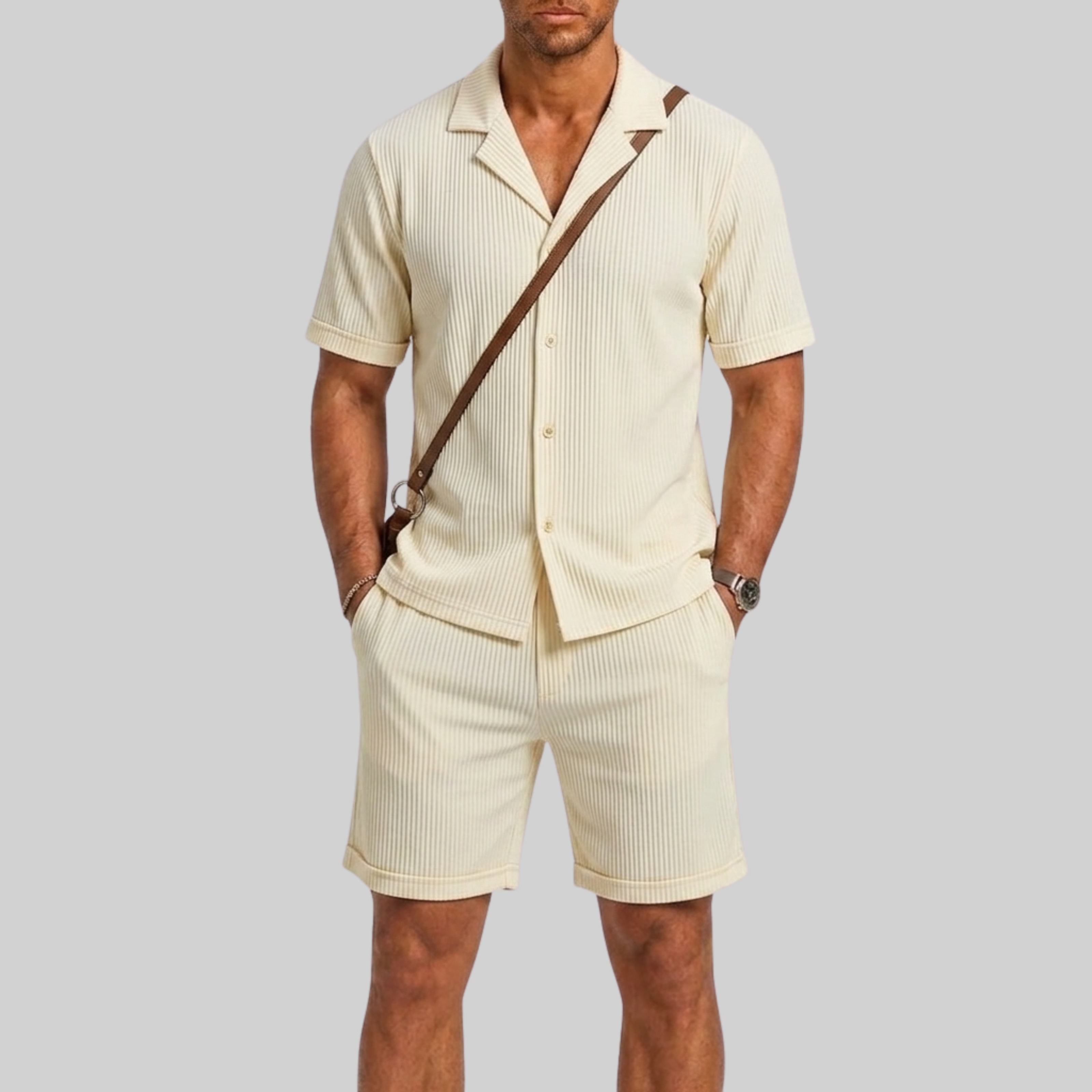 Set estivo uomo con maniche corte – vista frontale | Bella di Roma