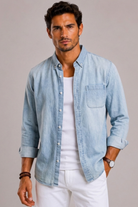 Camicia Uomo in Denim a Maniche Lunghe | Bella di Roma