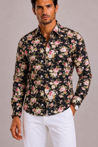 Camicia Uomo con Motivo Floreale e Maniche Lunghe | Bella di Roma