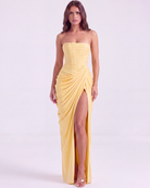 Abito maxi Charlotte corsetto chiffon giallo Bella di Roma – vista frontale