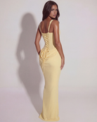 Abito maxi Eleonora giallo burro satin Bella di Roma – look matrimonio estivo