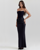 Abito Midi Rosalind Nero Corsetto Bella di Roma – retro