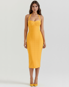 Abito midi Cleopatra oro bandage Bella di Roma – vista frontale