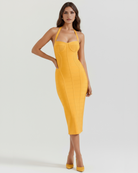 Abito midi Cleopatra oro bandage Bella di Roma – silhouette scultorea