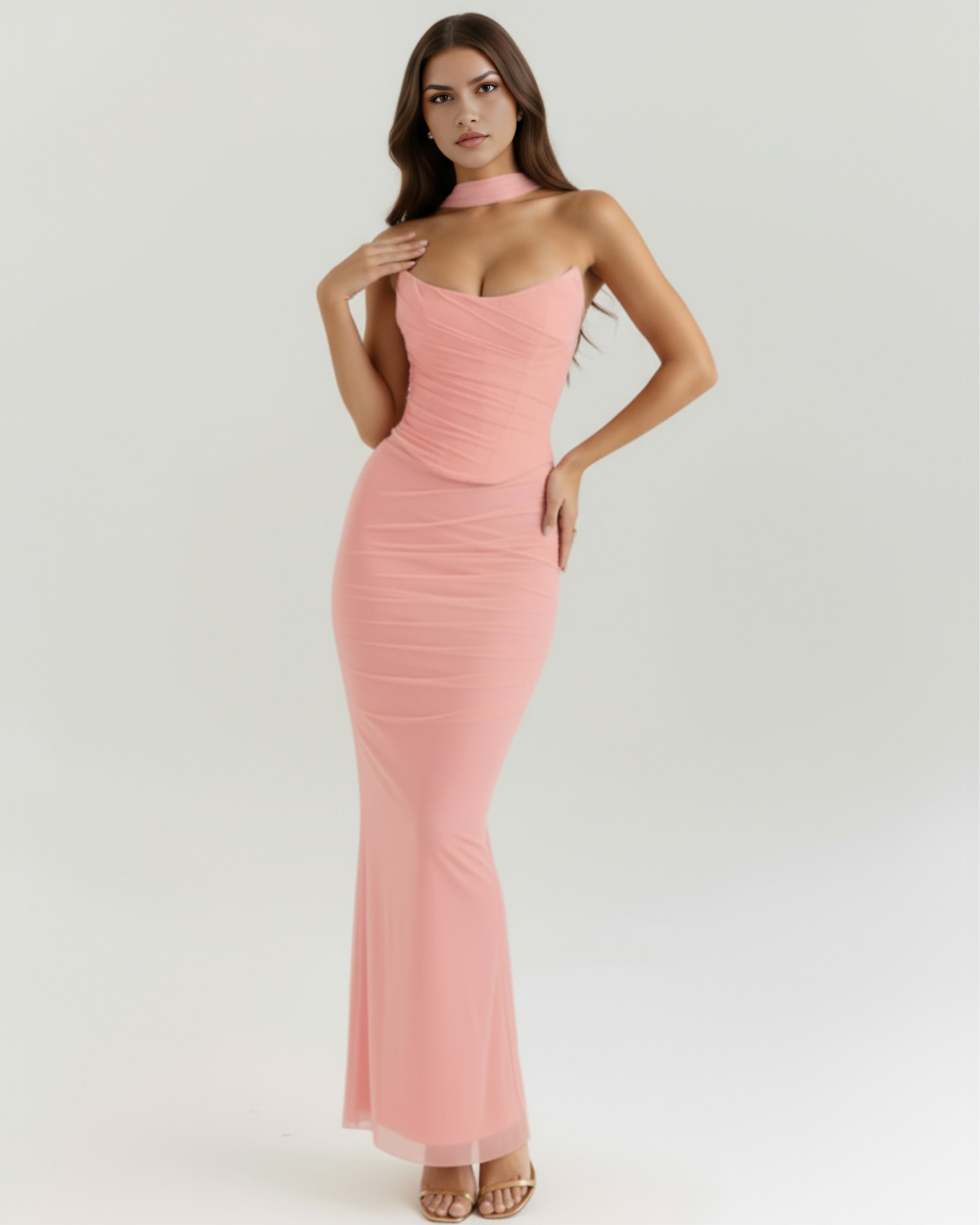 Set maxi Malu rosa Bella di Roma – look serata glamour