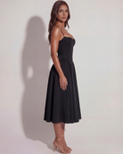 Abito midi Francesca twill nero Bella di Roma – spalline regolabili