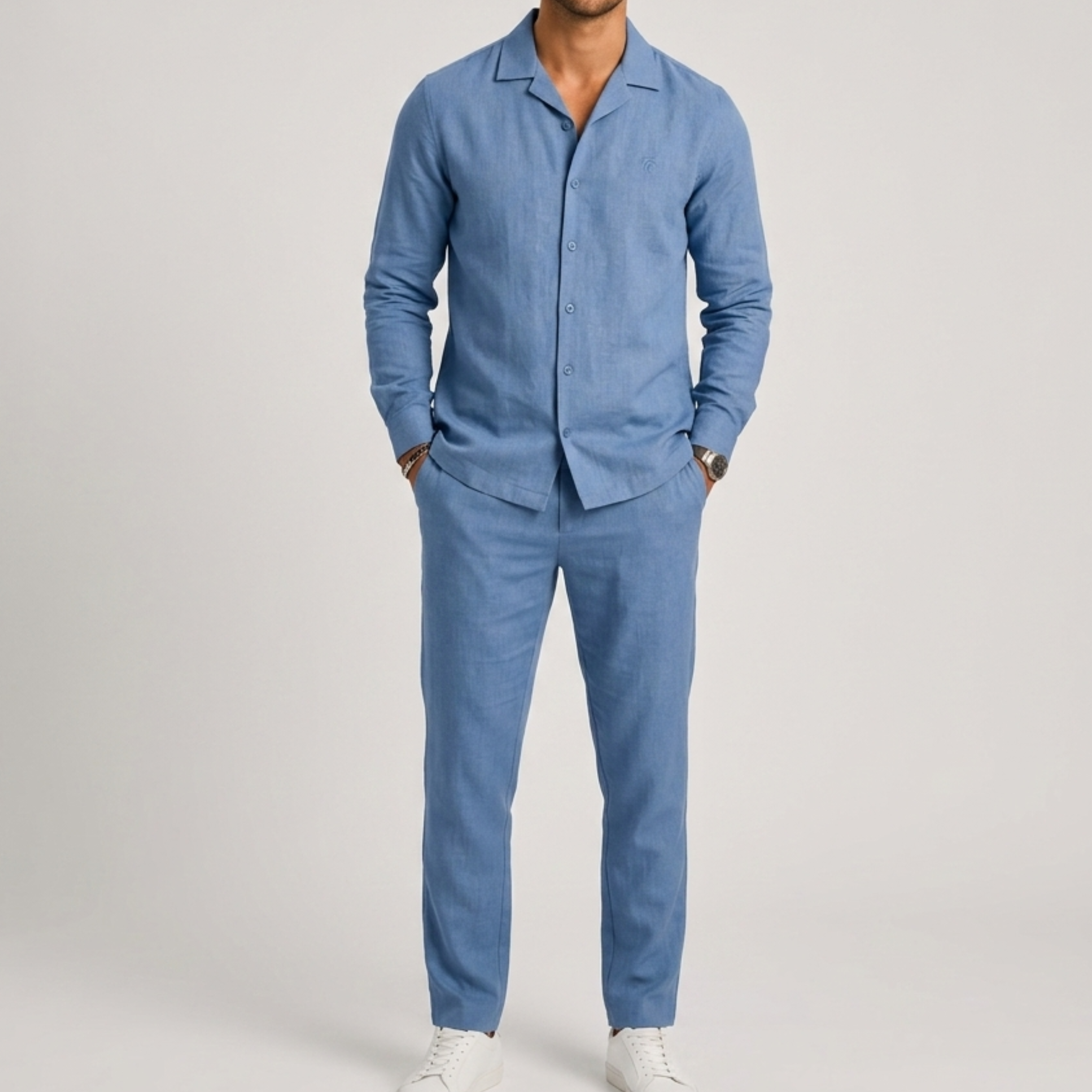 Set uomo in misto lino – vista frontale | Bella di Roma