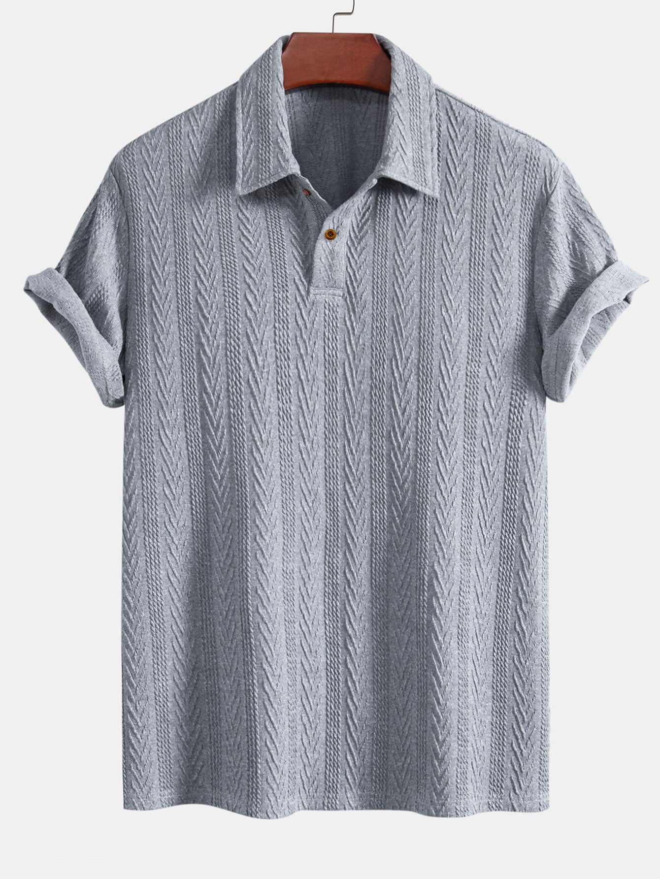 Polo da uomo jacquard a maniche corte con colletto