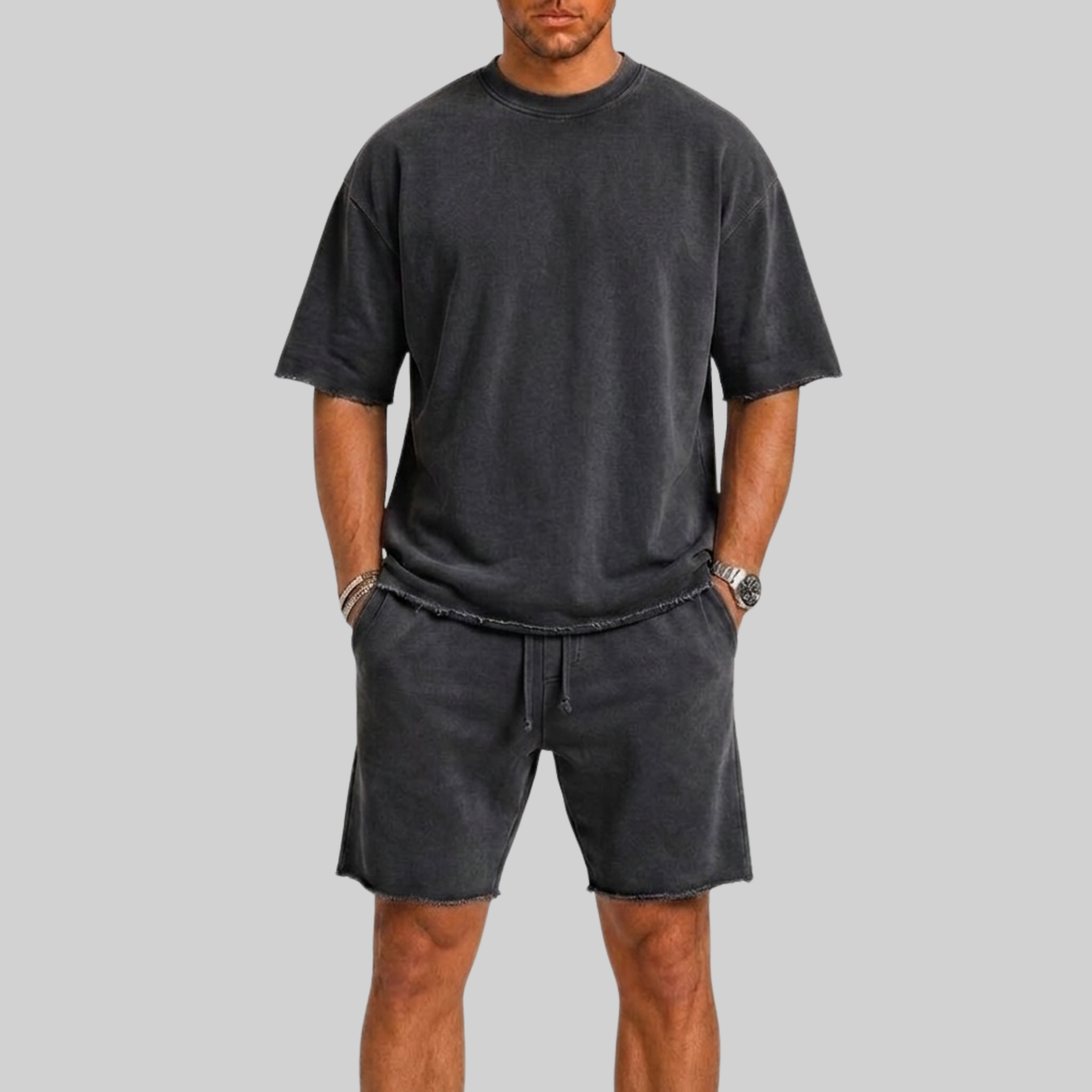 Completo estivo uomo con pantaloni corti – variante di colore | Bella di Roma