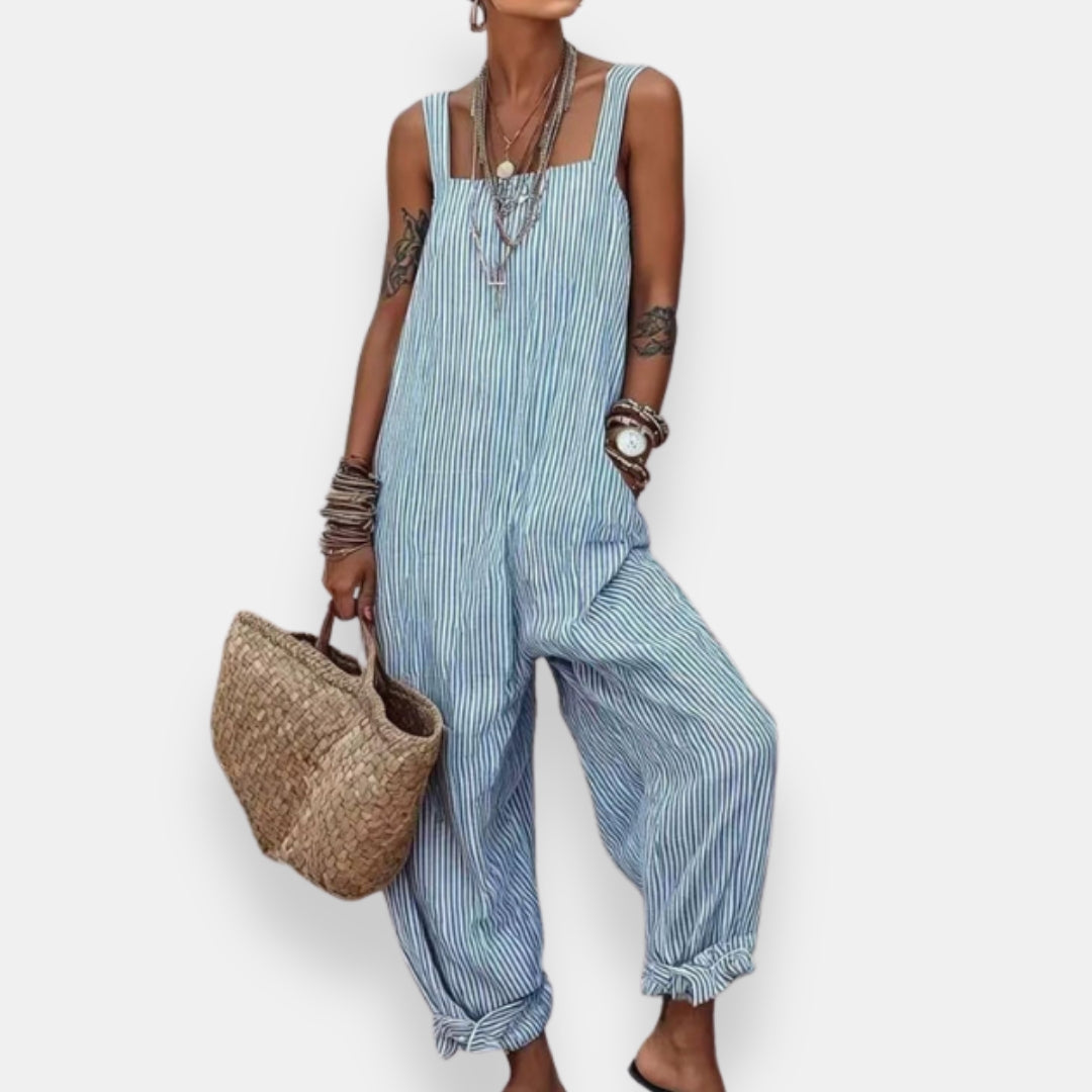 Doryane salopette a righe – Blu