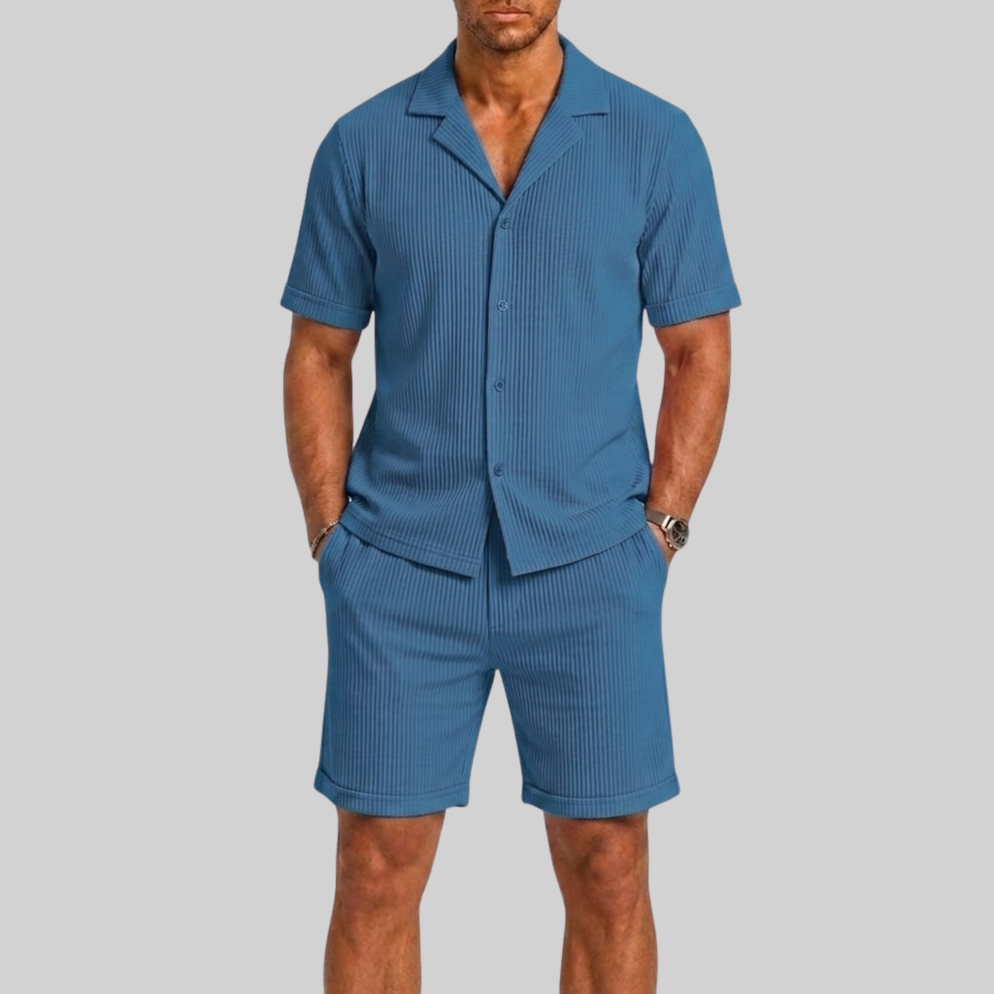 Set estivo uomo con maniche corte e pantaloni – set coordinato | Bella di Roma