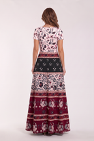 Abito Maxi con Stampa Etnica Mandala in Bordeaux – vista posteriore | Bella di Roma