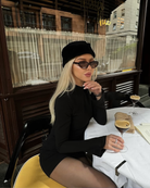 Abito mini Giada nero polsini Bella di Roma – look serata elegante