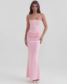 Abito midi Rosalind rosa corsetto Bella di Roma – corsetto steccato rosa