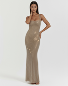 Abito Maxi Isabella Oro Strass Bella di Roma – laterale