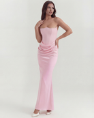 Abito midi Rosalind rosa corsetto Bella di Roma – lunghezza 139 cm