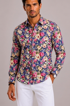 Camicia Uomo con Motivo Floreale e Maniche Lunghe | Bella di Roma