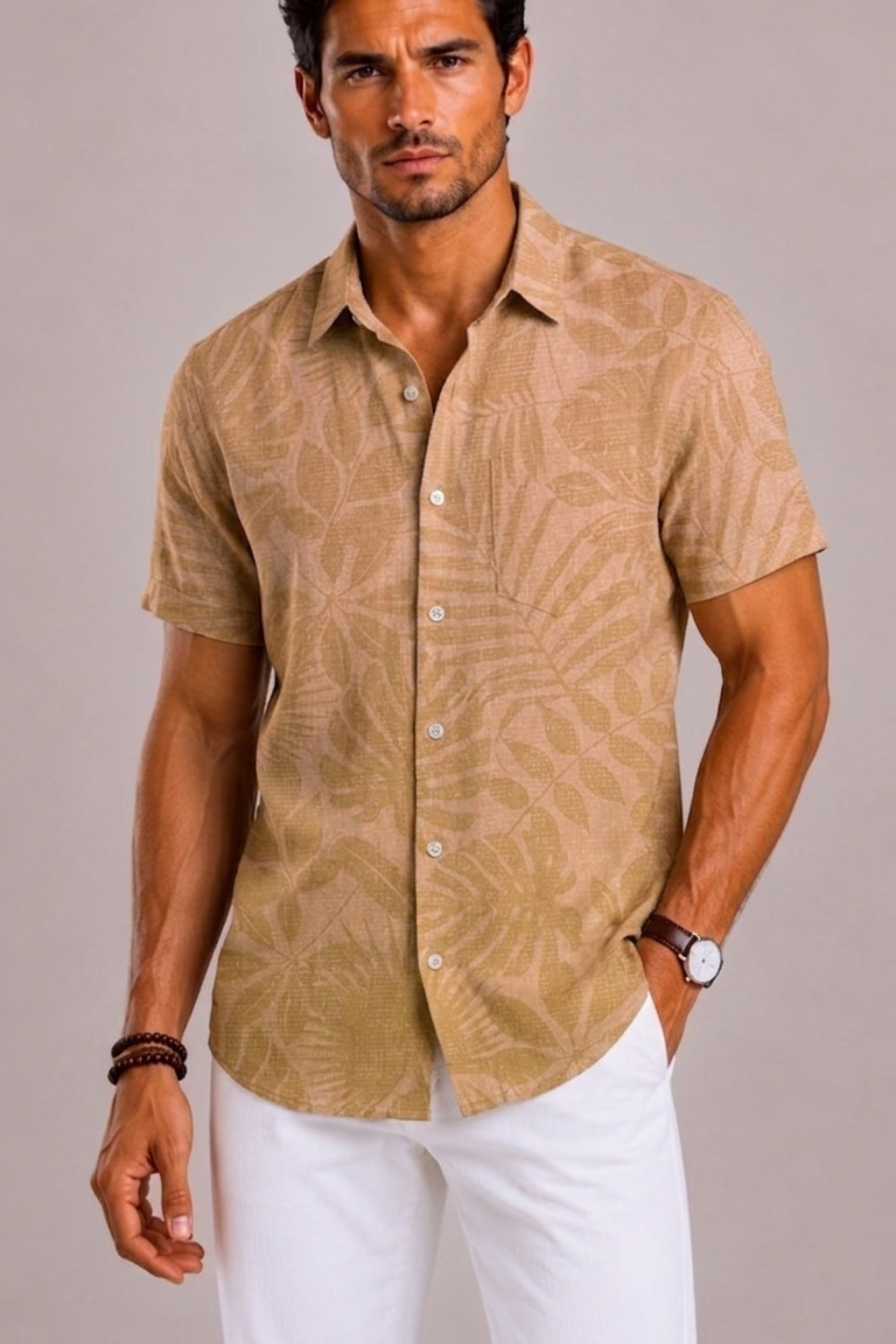 Camicia Hawaiana Uomo con Stampa Tropicale a Maniche Corte | Bella di Roma