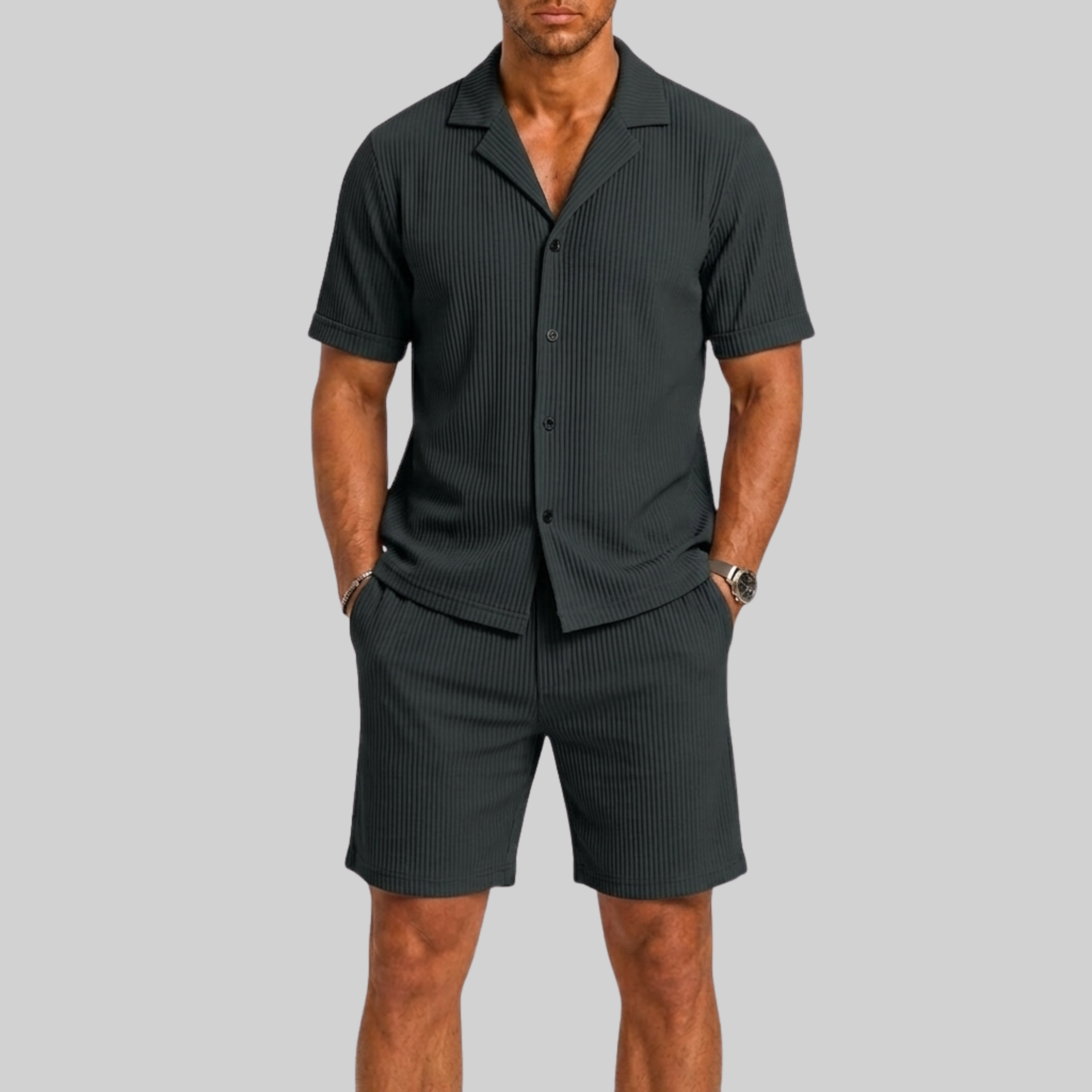 Set estivo uomo con pantaloni coordinati – variante di colore | Bella di Roma