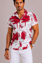 Camicia Uomo con Stampa Floreale Tropicale a Maniche Corte | Bella di Roma