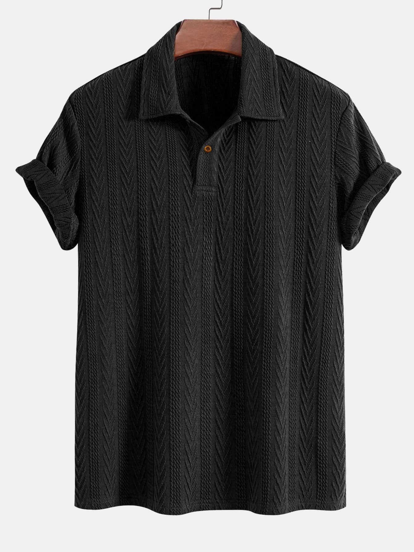 Polo da uomo jacquard a maniche corte con colletto