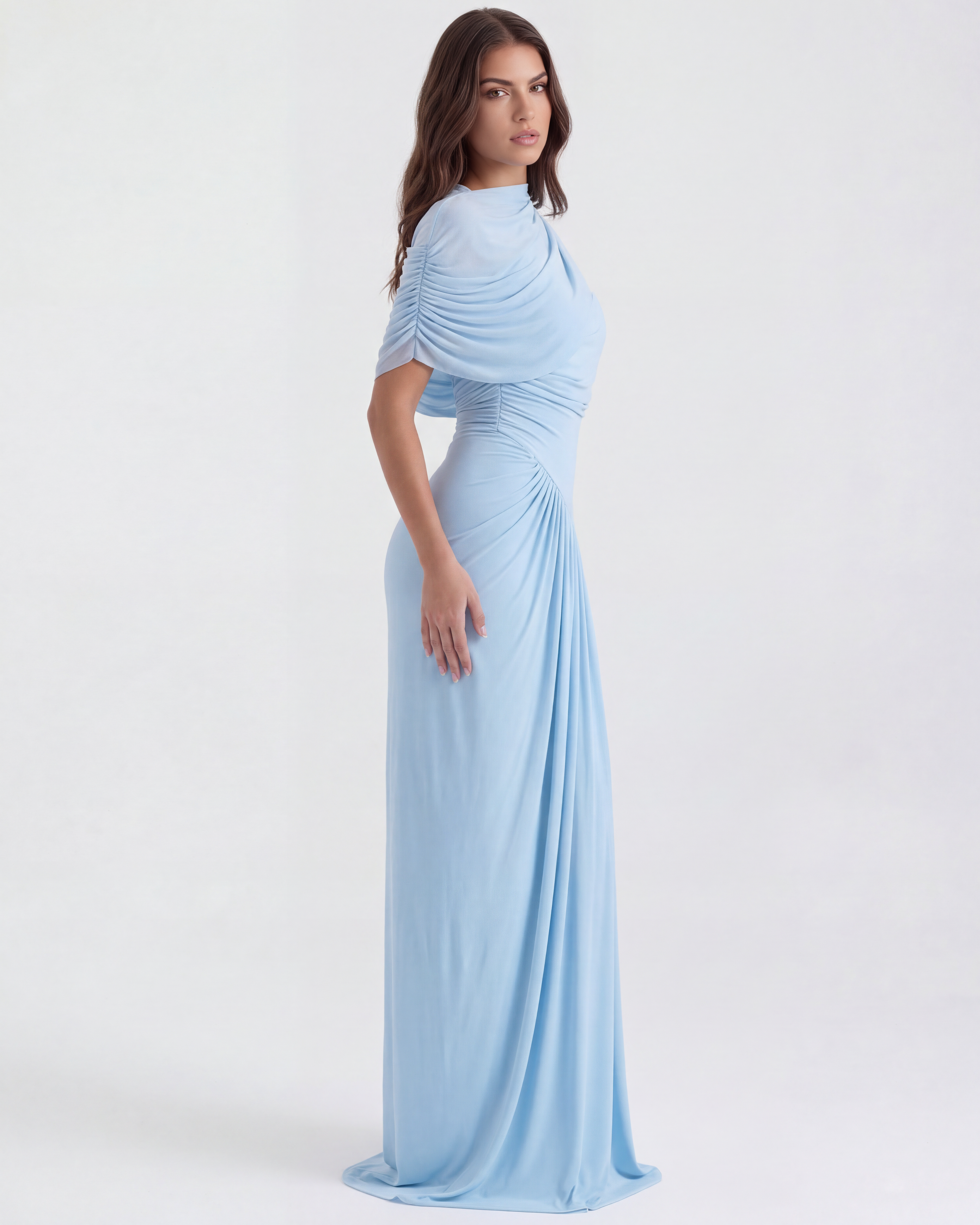 Abito Maxi Camilla Blu Baby Bella di Roma – laterale