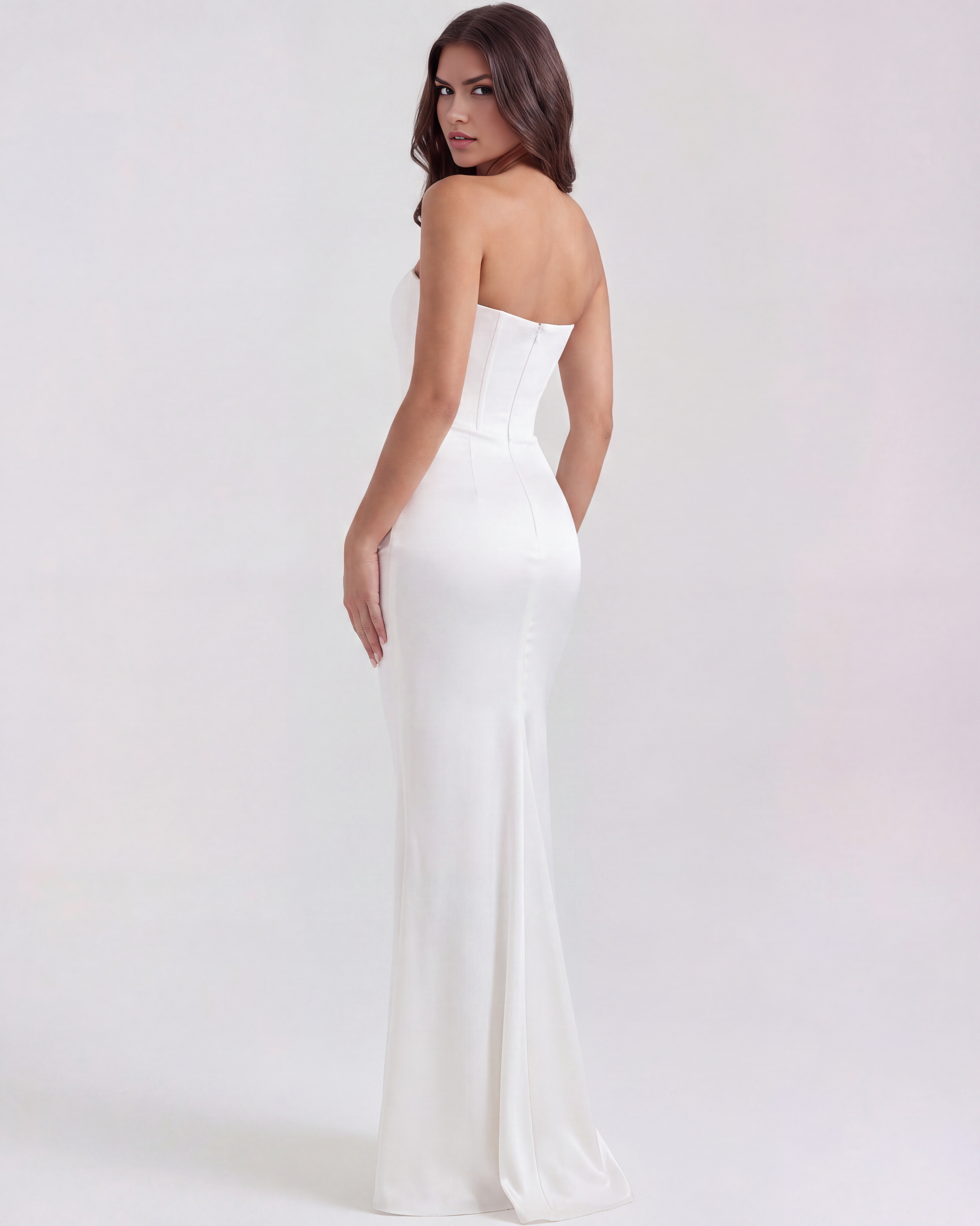 Abito midi Rosalind bianco corsetto Bella di Roma – look matrimonio nubilato