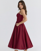 Abito Midi Selene Borgogna Satin Bella di Roma – retro