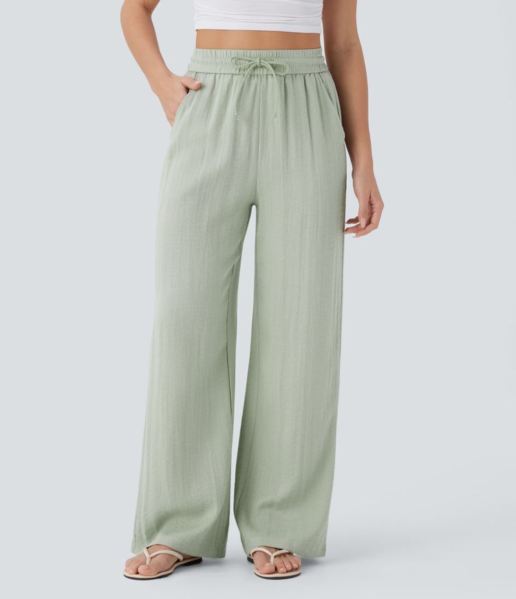 Pantaloni Baggy Casual in Lino Bella di Roma – vista frontale