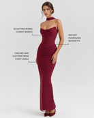 Set maxi Malu borgogna Bella di Roma – corsetto borgogna rete