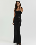 Abito maxi Isabella nero strass Bella di Roma – taglie XS-XL