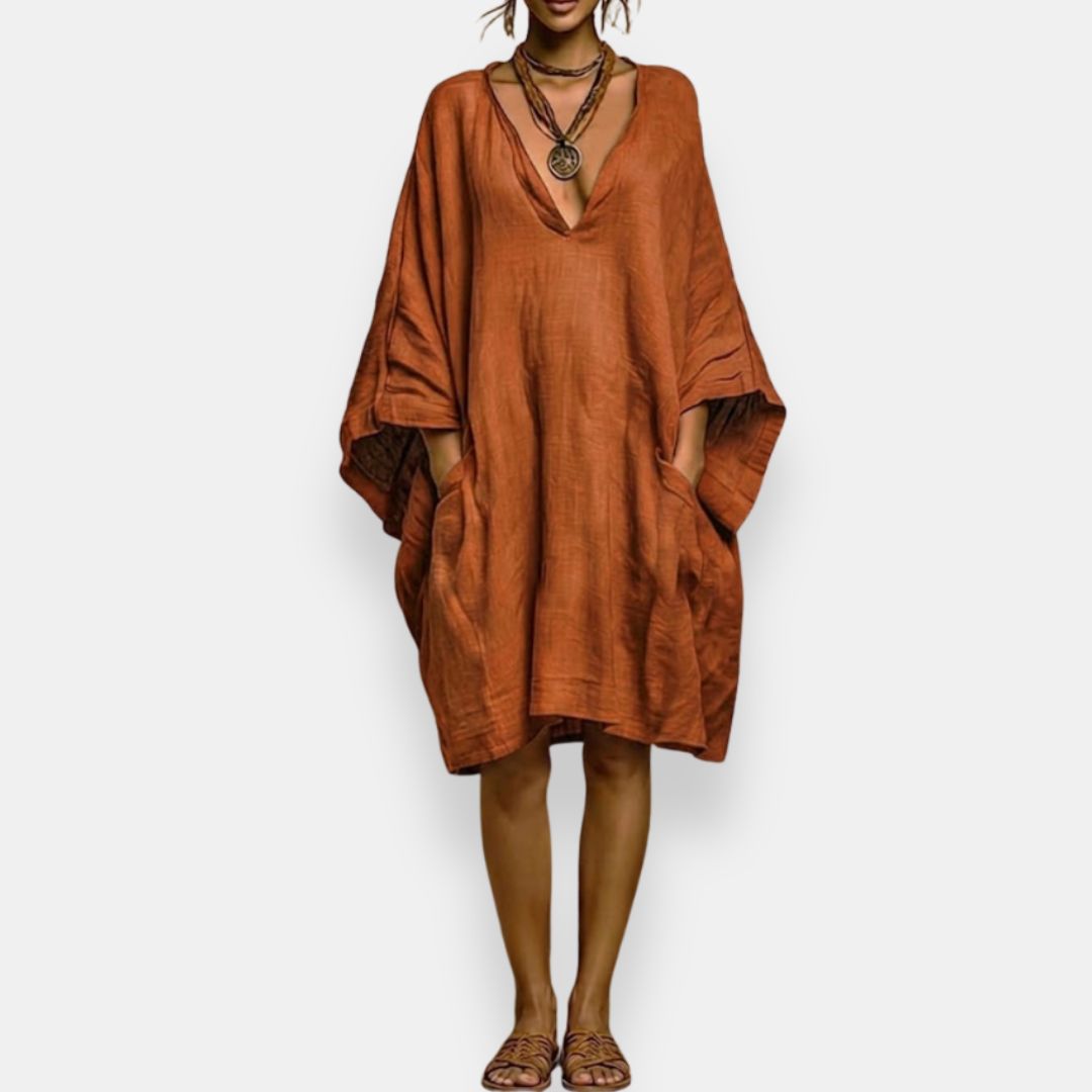 Cassienne abito oversize scollato – Arancione