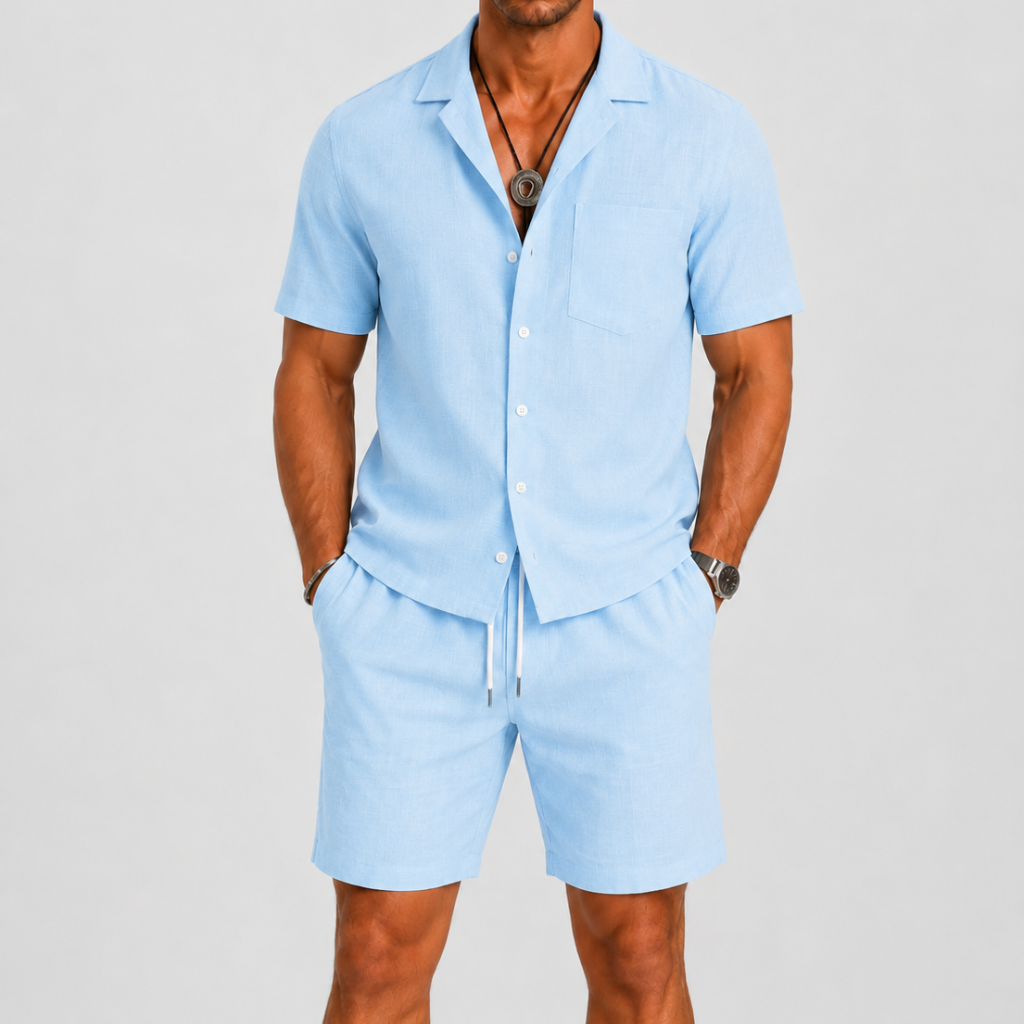 Completo estivo uomo casual – dettaglio del tessuto | Bella di Roma