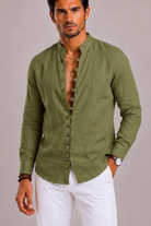 Camicia Uomo con Collo Alto e Maniche Lunghe | Bella di Roma