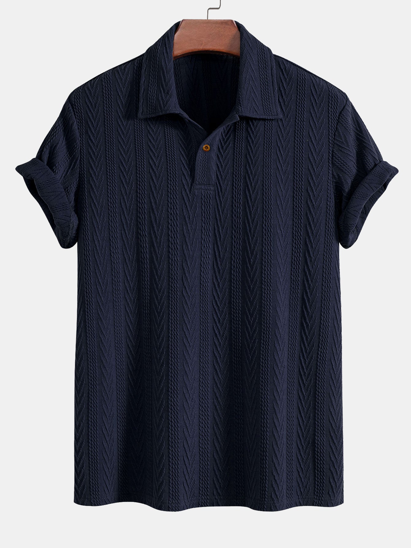Polo da uomo jacquard a maniche corte con colletto
