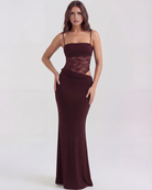 Abito Maxi Valeria Bordeaux Pizzo Bella di Roma – vista frontale