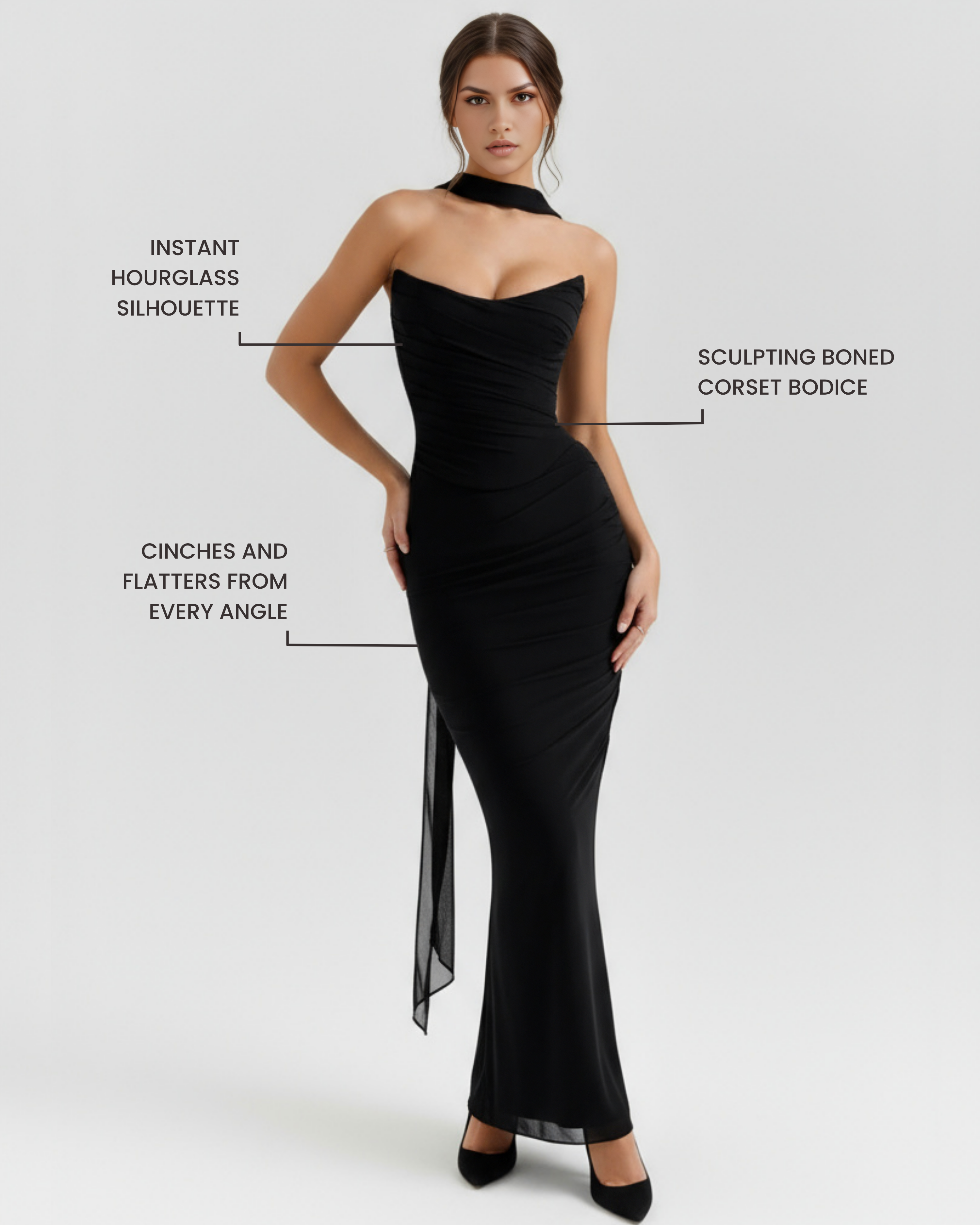 Set Maxi Malu Nero Rete Bella di Roma – corsetto rete