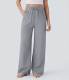 Pantaloni Baggy Casual in Lino Bella di Roma – grigio laterale