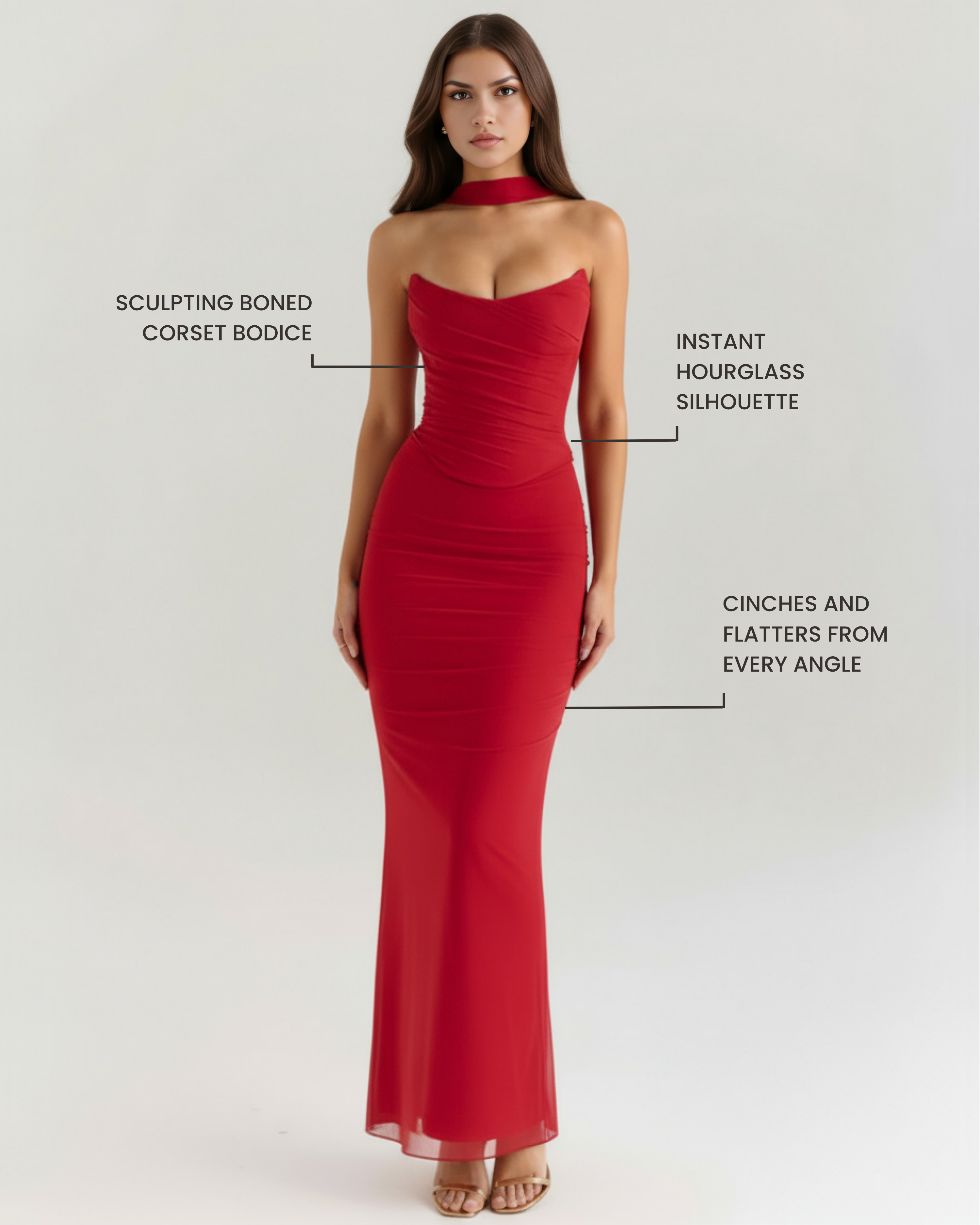 Set tre pezzi Malu rosso Bella di Roma – gonna arricciata