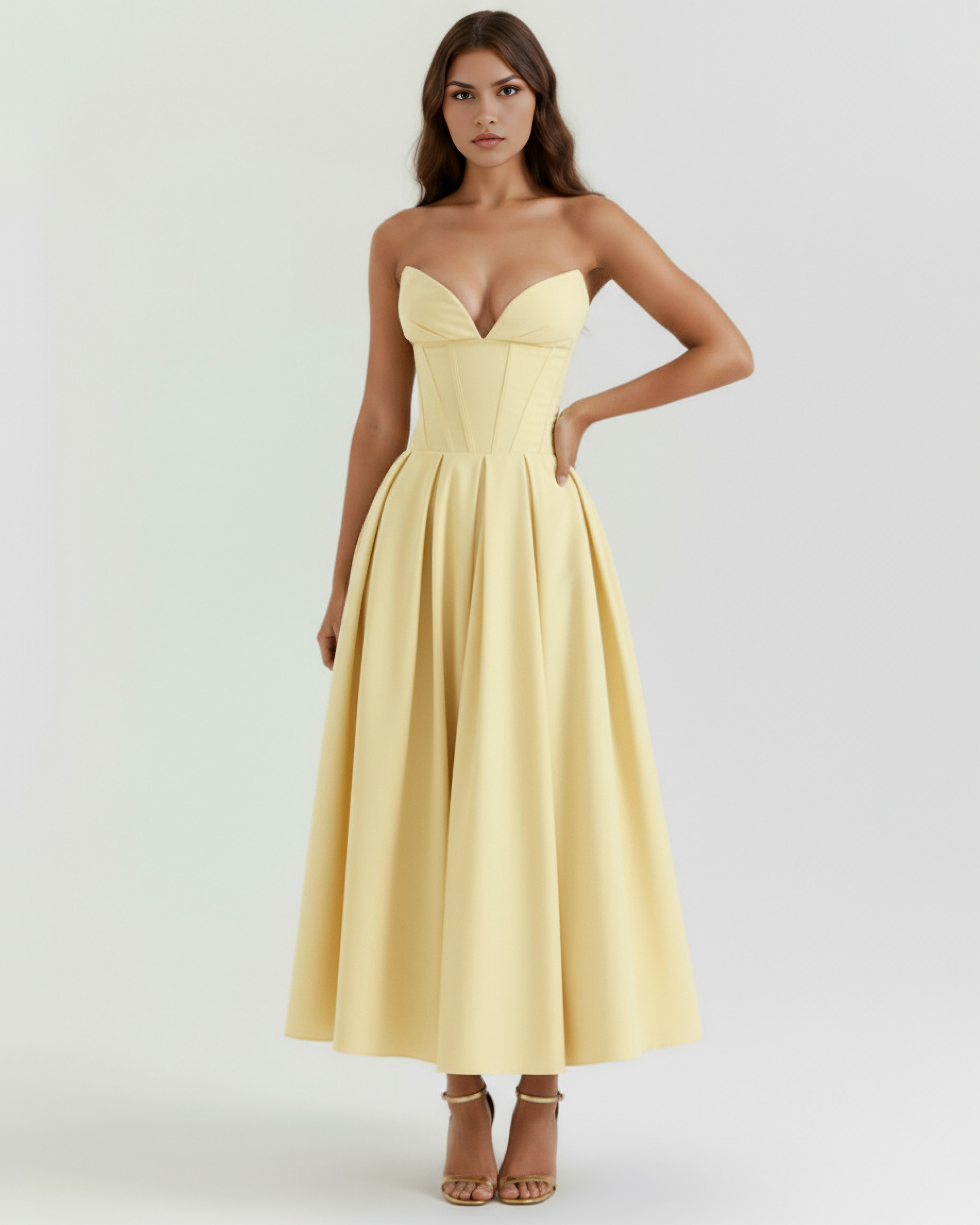 Abito Midi Amalfi Giallo Chiaro Bella di Roma – laterale