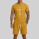 Set sportivo uomo con t-shirt e pantaloni corti con stampa 3D | Bella di Roma