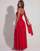 Abito maxi Serena rosso Bella di Roma – silhouette rosso intenso