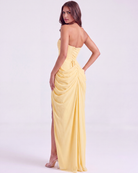 Abito Midi Charlotte Giallo Burro Corsetto Bella di Roma – dettaglio