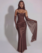 Abito Maxi Vittoria Marrone Bella di Roma – laterale