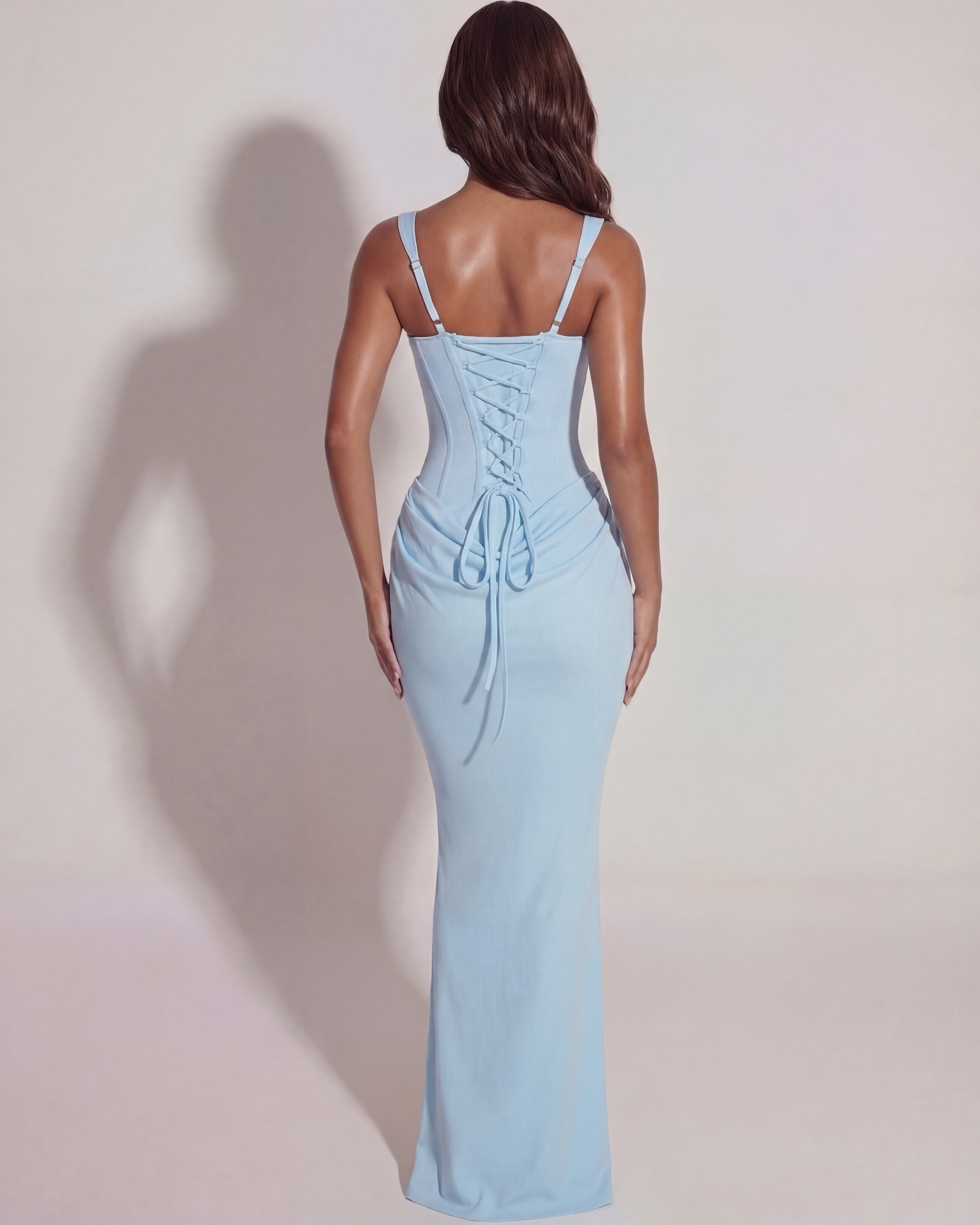 Abito mini Eleonora azzurro baby satin Bella di Roma – taglie XS-XL
