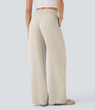 Pantaloni Baggy Casual in Lino Bella di Roma – beige laterale