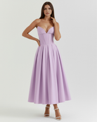 Abito midi Amalfi viola corsetto Bella di Roma – gonna ampia romantica